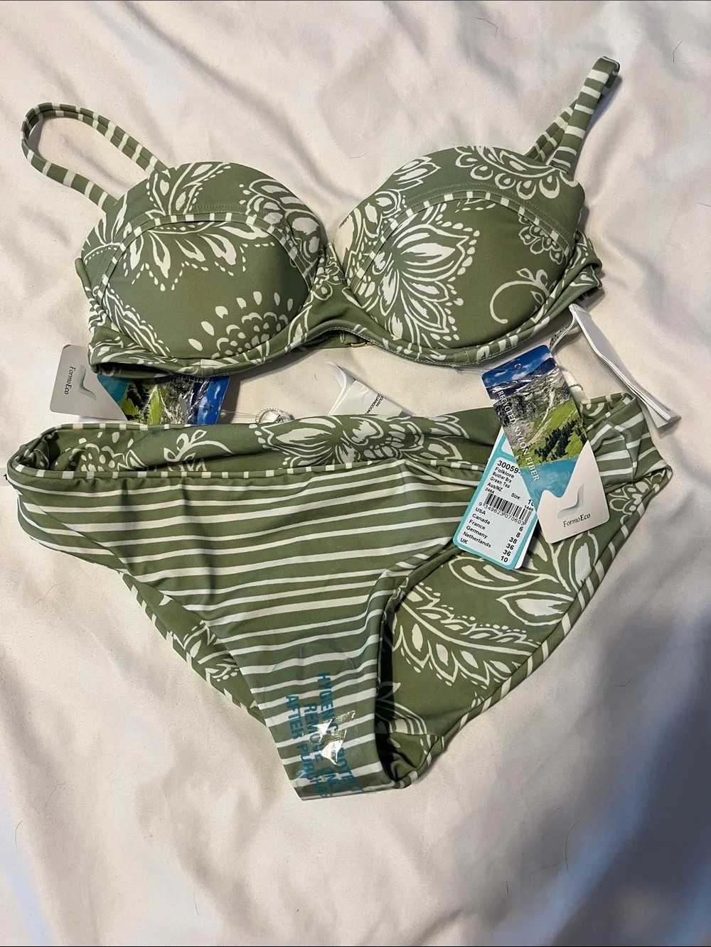 Seafolly Olive Green Floral Underwire Bikini Set